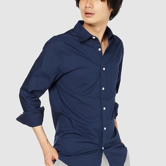 Amazon Essentials Men's Blue Regular-Fit Long-Sleeve Casual Poplin Shirt XL - Picture 6 of 7